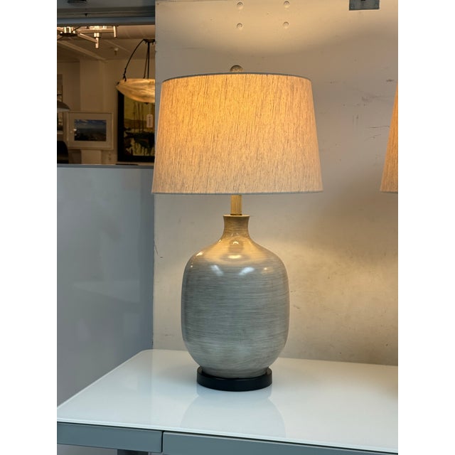 Ceramic Modern Farmhouse Ceramic Table Lamps - a Pair For Sale - Image 7 of 12