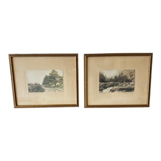 1970s Pair of Arthur Ward Signed and Titled Framed Landscape Photographs For Sale