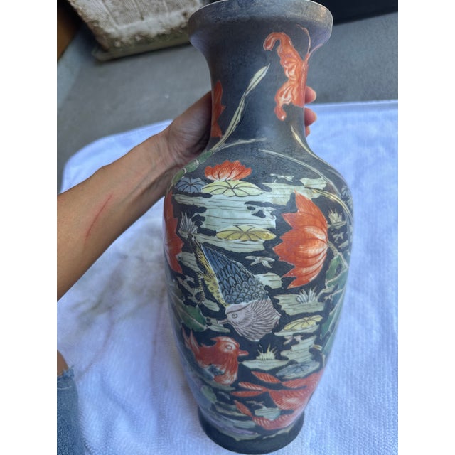 Large Early 20th Century Chinese Famille Noir Porcelain Urn For Sale - Image 11 of 12
