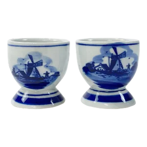 Vintage Delft Porcelain Egg Cup Pair