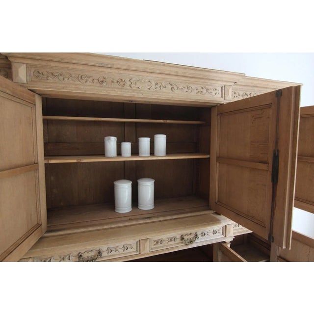 Wood Large Late 19th Century Bleached Oak Cabinet For Sale - Image 7 of 18