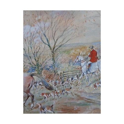 E. W. Melworth, British Hunting Sporting Impressionistic Composition, Watercolour For Sale - Image 9 of 13