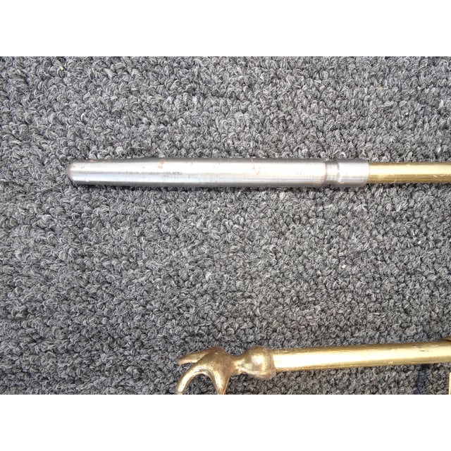 Fp 15 Vintage French Country Gold Fireplace Tools With Four Tools For Sale - Image 11 of 13