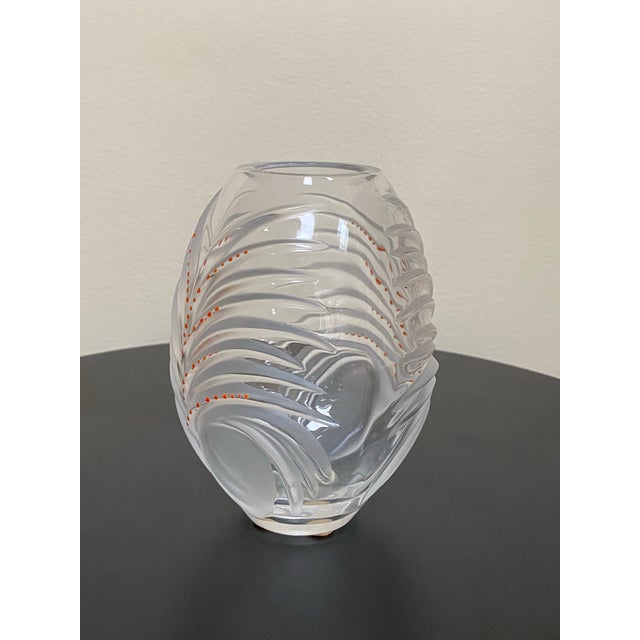 Mid-Century Modern Vintage Lalique “Chamarel” Crystal Vase by Marie-Claude For Sale - Image 3 of 9