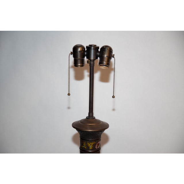 Asian Japanese champleve bronze vase converted to table lamp. Late 19th century early 20th century. New wiring. Decorated...