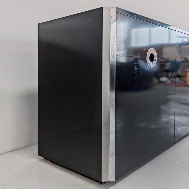Bar Sideboard in Black Laminate and Chrome by Mario Sabot, 1970s For Sale - Image 14 of 18