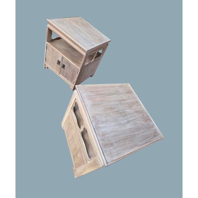 Mid 20th Century Mid 20th Century Pair of Cerused Walnut "Far East" Restored Nightstands/End Tables by Michael Taylor for Baker Furniture For Sale - Image 5 of 14