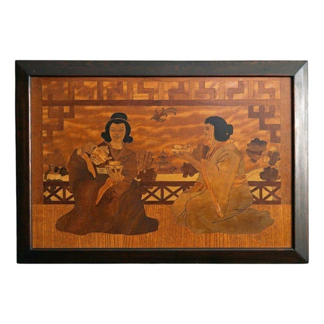 Japanese Intarsia Wood Marquetry Artwork For Sale