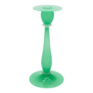 Frederick Carder-Era Steuben Jade and Alabaster Glass Candlestick, 1920-1933 For Sale