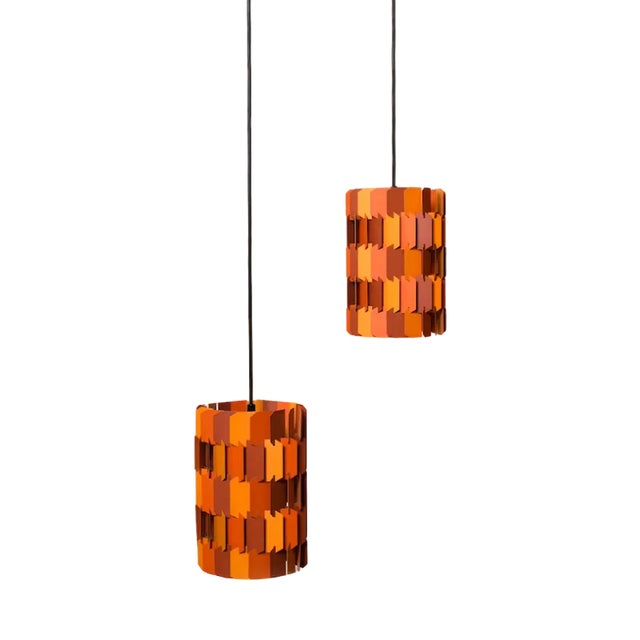 Facet Pendant Lamps by Louis Weisdorf for Lyfa, Denmark, 1960s, Set of 2 For Sale