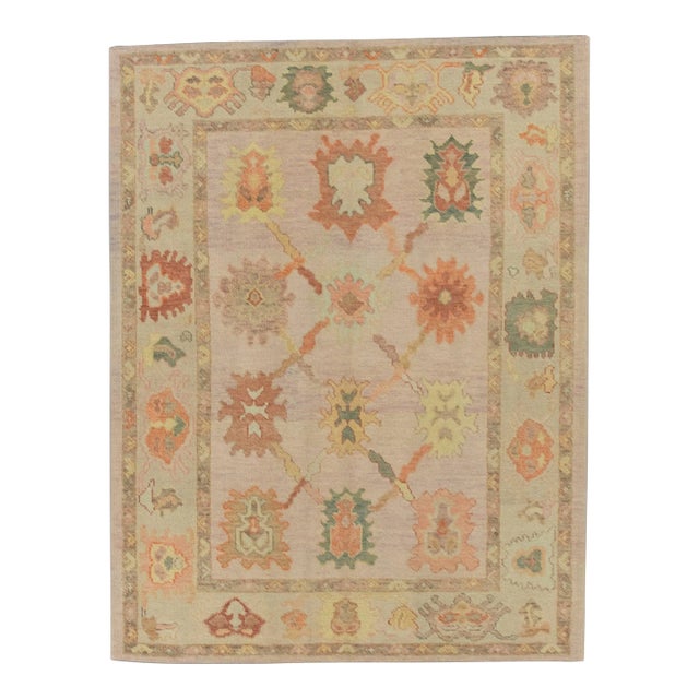 Modern Turkish Oushak Rug 5'3" x 6'8" For Sale