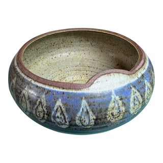 Arts and Crafts Vintage Signed O Bucher Pottery Art Bowl Pristine C1960 For Sale