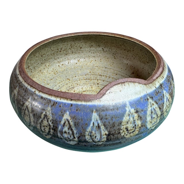 Arts and Crafts Vintage Signed O Bucher Pottery Art Bowl Pristine C1960 For Sale
