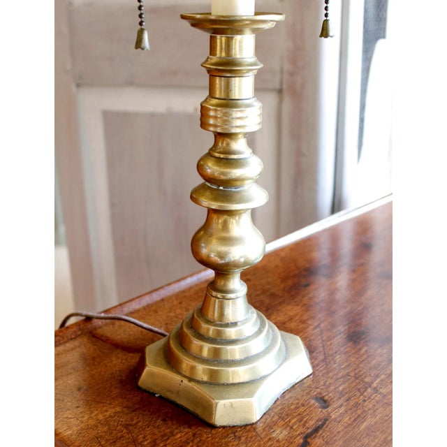 English Brass Candlestick Lamp, 19th Century For Sale - Image 4 of 6