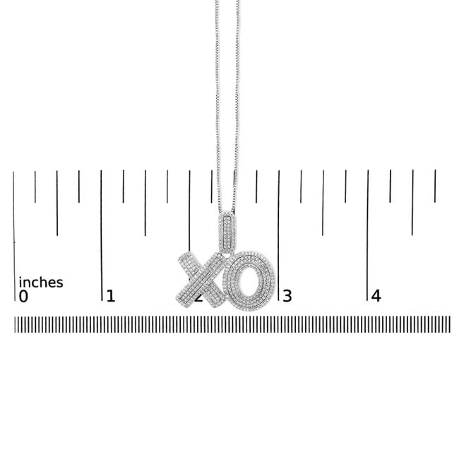 Early 21st Century Sterling Silver 1/4 Cttw Diamond Pavé XO Pendant Necklace For Sale - Image 5 of 5