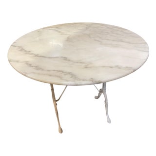 Round Marble and Cast Iron Table, 1950s For Sale