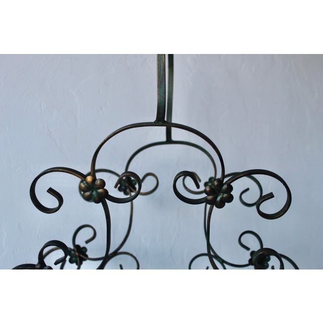 Vintage Italian Scroll Work Rosettes Metal Green Gold Magazine Rack For Sale - Image 10 of 15