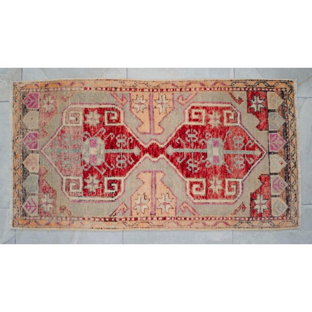 Hand Knotted Door Mat, Entryway Rug, Bath Mat, Kitchen Decor, Small Rug, Turkish Rug - 1′10″ × 3′4″ For Sale - Image 10 of 15