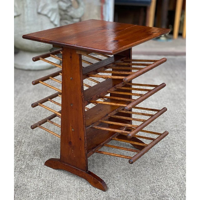 Farmhouse Vintage Farmhouse Pine Turned Spindle Magazine Record Rack Holder For Sale - Image 3 of 11