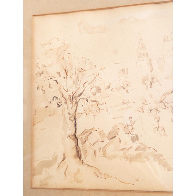 20th Century American Pen and Ink Drawing of Central Park New York City, Signed Bell For Sale - Image 4 of 13