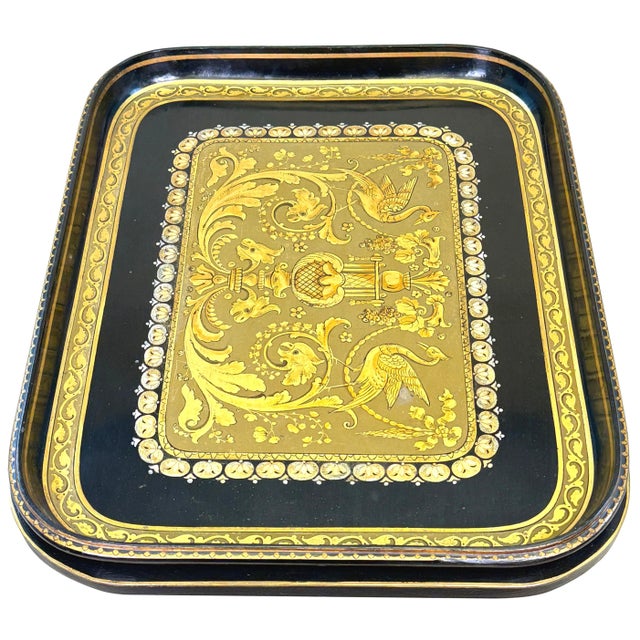 Antique Papier Mache Tray on Stand, 1875 For Sale - Image 3 of 16