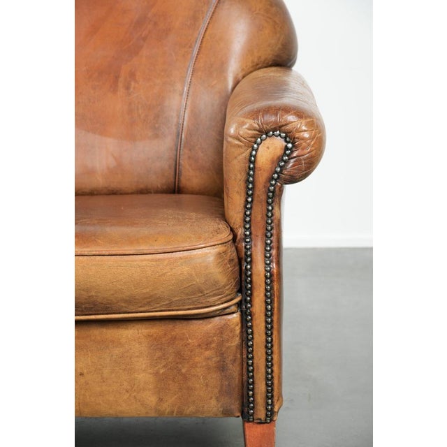 Vintage Brown Sheepskin Armchair For Sale - Image 13 of 15