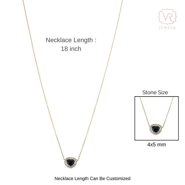 Mid 20th Century Inspired Sapphire Diamond Heart Necklace in 14k Gold For Sale - Image 9 of 14