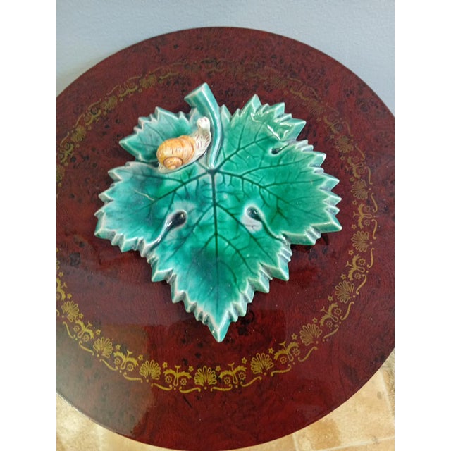 1970s Burgundy Earthenware Vine Leaf Trinket Dish from Poulet Beaune, France, 1960s For Sale - Image 5 of 5