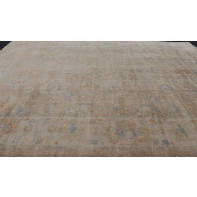 Tribal Large Turkish Oushak Rug in Neutral Colors All-Over Design 16'2" X21' For Sale - Image 3 of 17