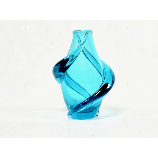 The vase of the Frantiska Zemka project from the Czechoslovak Huta Železný Brod. It was made of turquoise glass, in the...