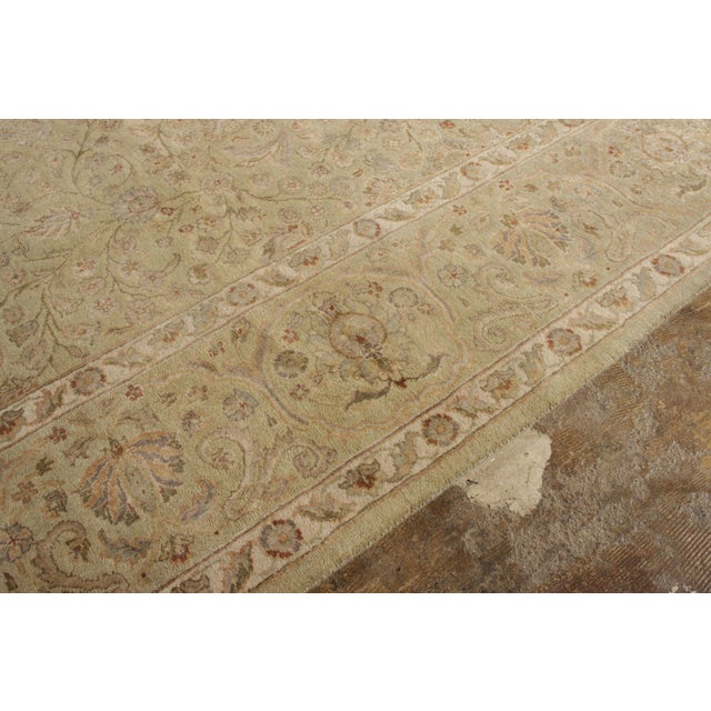 Textile Rug & Kilim’s Tabriz Style Rug in All Over Green, Beige-Brown Floral Pattern For Sale - Image 7 of 9
