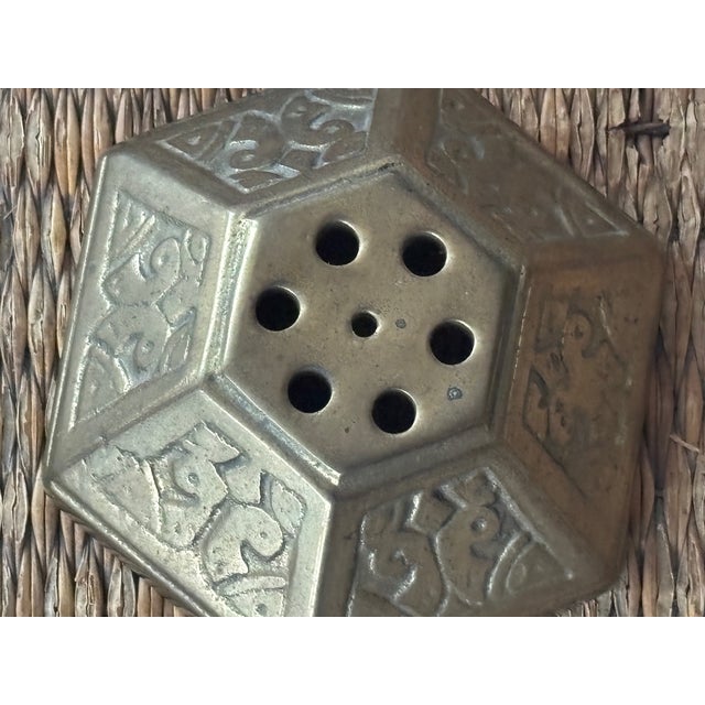 Gold MCM Brass Flower Frog or Incense Holder For Sale - Image 8 of 9