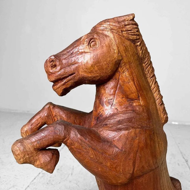 Brown Wooden Mingei Folk Art Horse, Japan, 1950 For Sale - Image 8 of 9