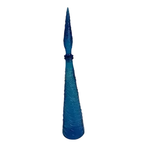 Mid 20th Century Mid Century Modern Italian Empoli Blue Wave Art Glass Decanter