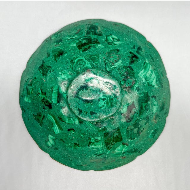 Organic Modern Green Malachite and Brass Bowl/ Vide Roche For Sale - Image 9 of 10