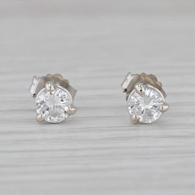 Modern New 0.39ctw VS2 Round Diamond Solitaire Stud Earrings 14k White Gold - 2 Pieces For Sale - Image 3 of 6