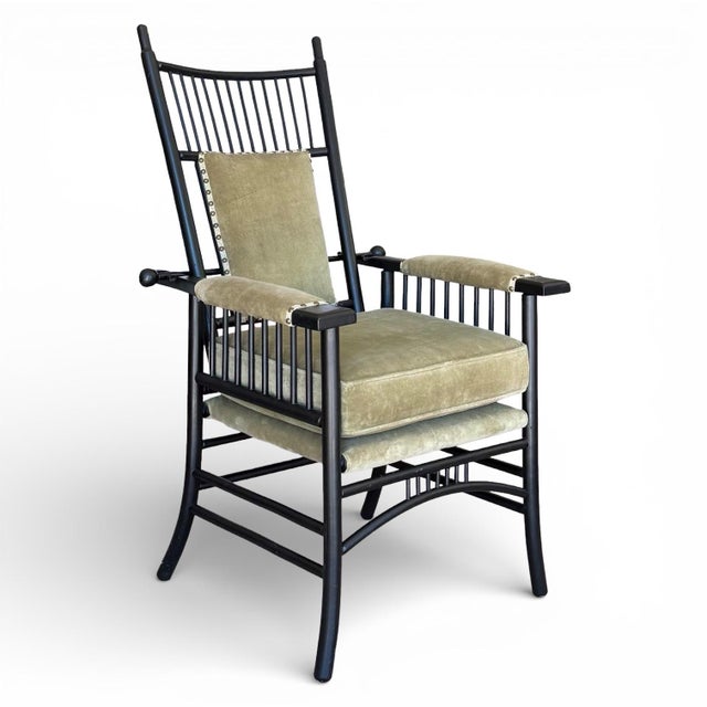 William Morris Late 19th Century English Arts and Crafts Reclining “Morris” Chair in the Manner of Liberty and Co. For Sale - Image 4 of 17