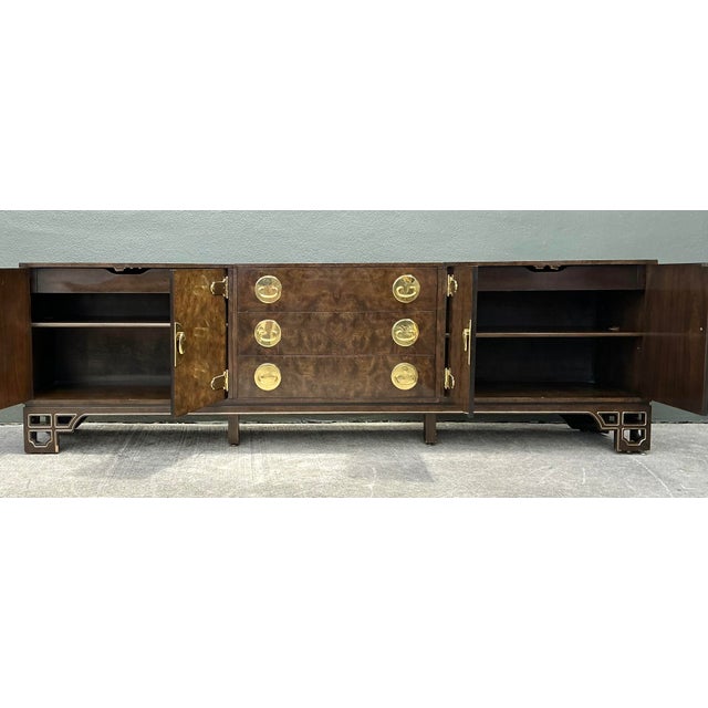 This monumental credenza, designed by William Doezema for the esteemed Mastercraft of Grand Rapids, is a masterful...