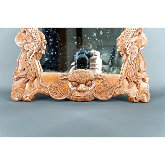 Carved Wood Dragon Mirror, Indochina, 1900s For Sale - Image 4 of 9