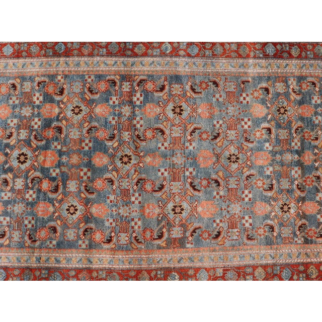 Textile Antique Senneh Persian Runner With All-Over Design in Earthy Tones 3'1 X 15'8 For Sale - Image 7 of 14