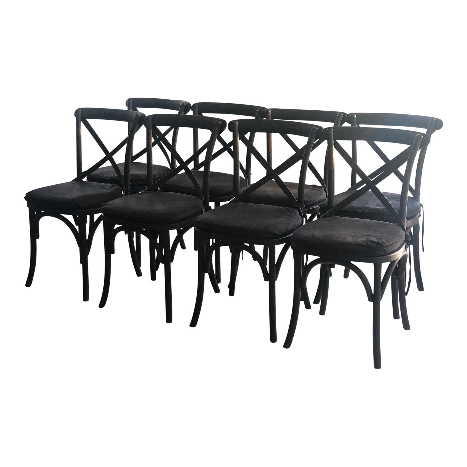 Rh Madeline XBack Black Wood Dining Chair Set of 8 Chairish