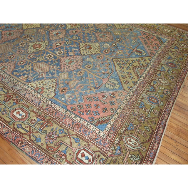 Light Blue Antique Heriz Rug, 9'4'' X 11' For Sale - Image 12 of 13