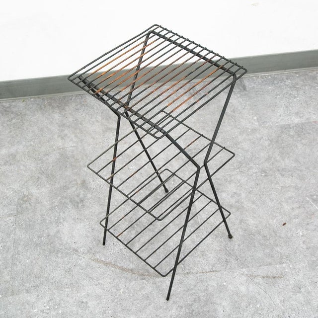 Mid Century Modern Plant Stand Metal Wrought Iron Vintage Outdoor Indoor 3 Tier For Sale - Image 10 of 12
