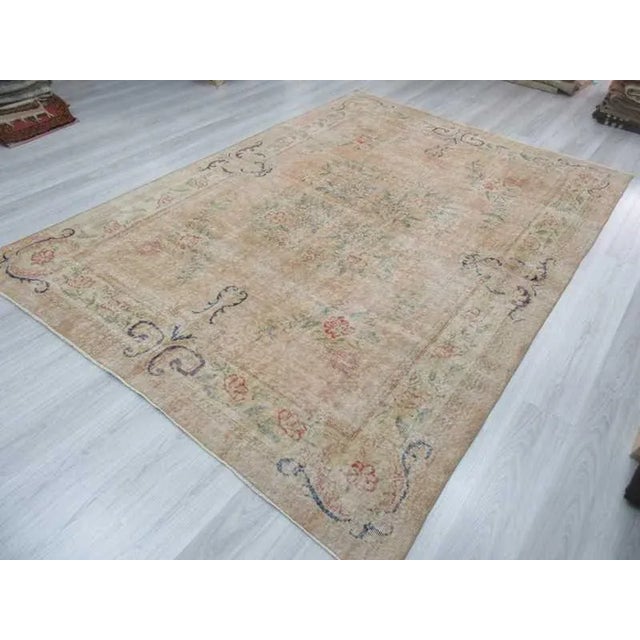 1960s Vintage Turkish Distressed Rug- 7′5″ × 10′4″ For Sale - Image 5 of 6