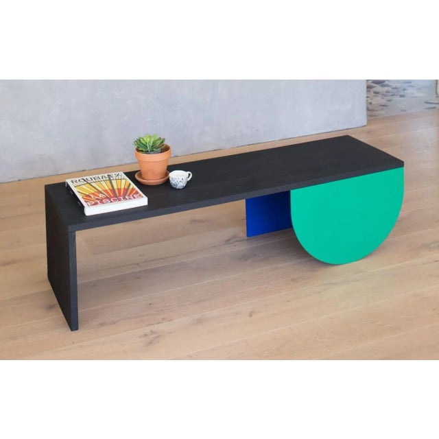 Green and Blue Babel One coffee table by Babel Brune. Dimensions: D 42 x W 130 x H 30 cm. Material: Charred brushed oak...