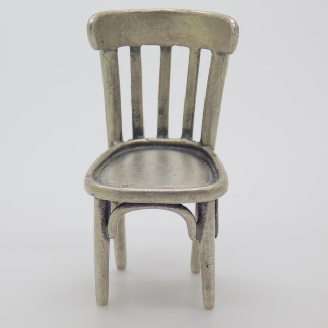 Vintage Italian Handmade Silver 800 Kitchen Chair Dollhouse Miniature, Arezzo, 1980s For Sale - Image 3 of 11