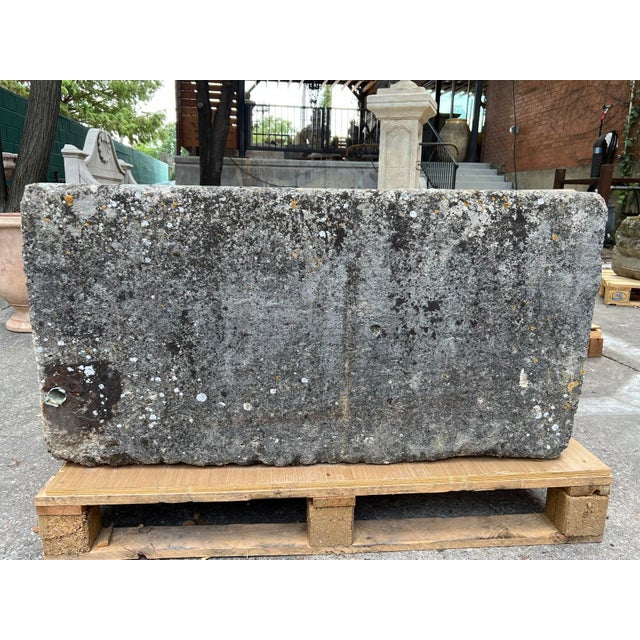Early 1800s Carved French Rectangular Limestone Trough For Sale - Image 12 of 12