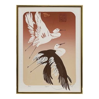 Limited Edition Vintage Signed David Allgood Serigraph "Egrets" 8/500 For Sale