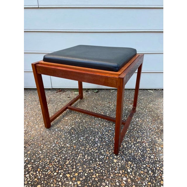 Black 1960s Vintage Mid Century Danish Convertible Table Foot Stool For Sale - Image 8 of 9