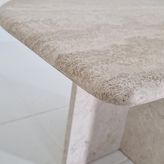 Travertine Coffee Table in Teardrop Shape, 1989 For Sale - Image 14 of 15